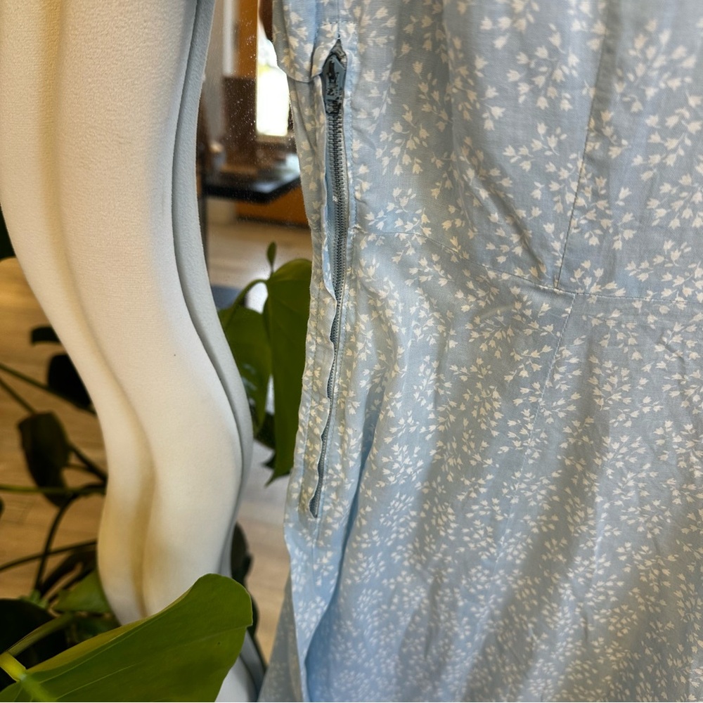 Vintage Light Blue Collared Button-Up Dress - Picture 6 of 8
